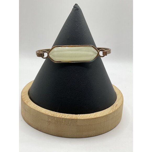 Copper Bracelet With Cream Stone Accent Minimalist Jewelry - Picture 1 of 3